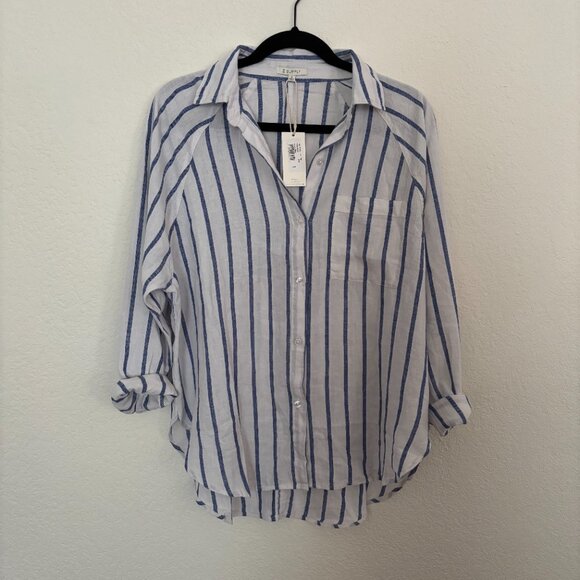 Z Supply Perfect Linen Striped Top (Palace Blue) (Small) NWT - Picture 5 of 8